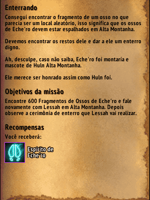 wow world of warcraft arqueologia archeology legion eche'ro espirito spirit mount montaria missao enterrando