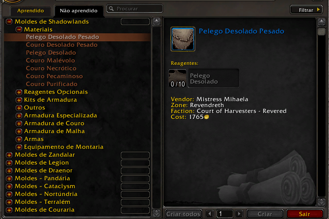 wow world of warcraft letherworking legendary lendário