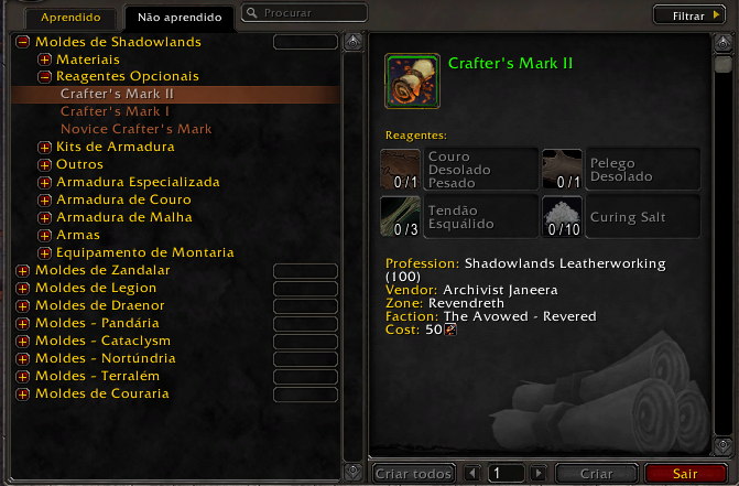 wow world of warcraft letherworking legendary lendário