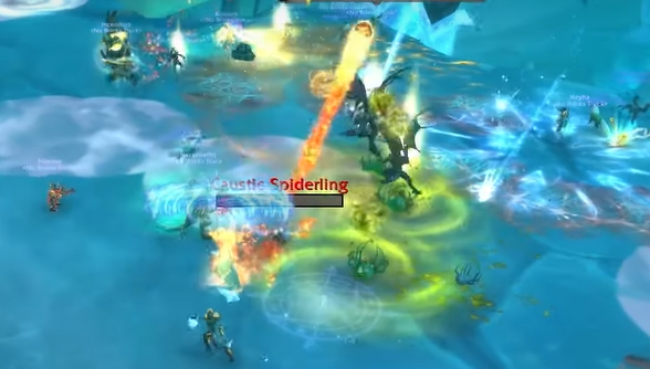 Imagem de Erupção Cáustica, mecânica de Sennarth na primeira raid de Dragonflight