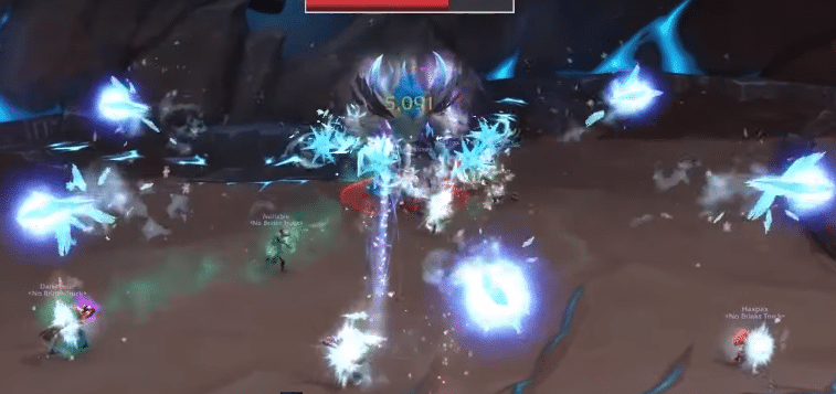 Imagem da mecânica torrente frígida, mecânica de Kurog na primeira raid de Dragonflight