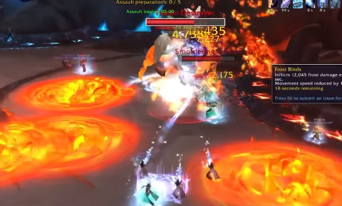 Imagem da mecânica adds de gelo e fogo, mecânica de Kurog na primeira raid de Dragonflight